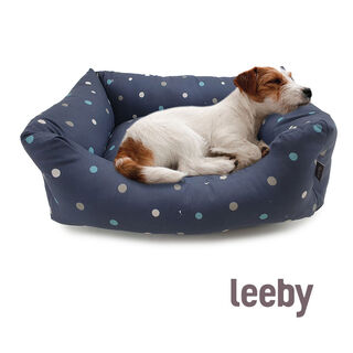 Leeby Cuna Desenfundable Azul con Puntos para perros